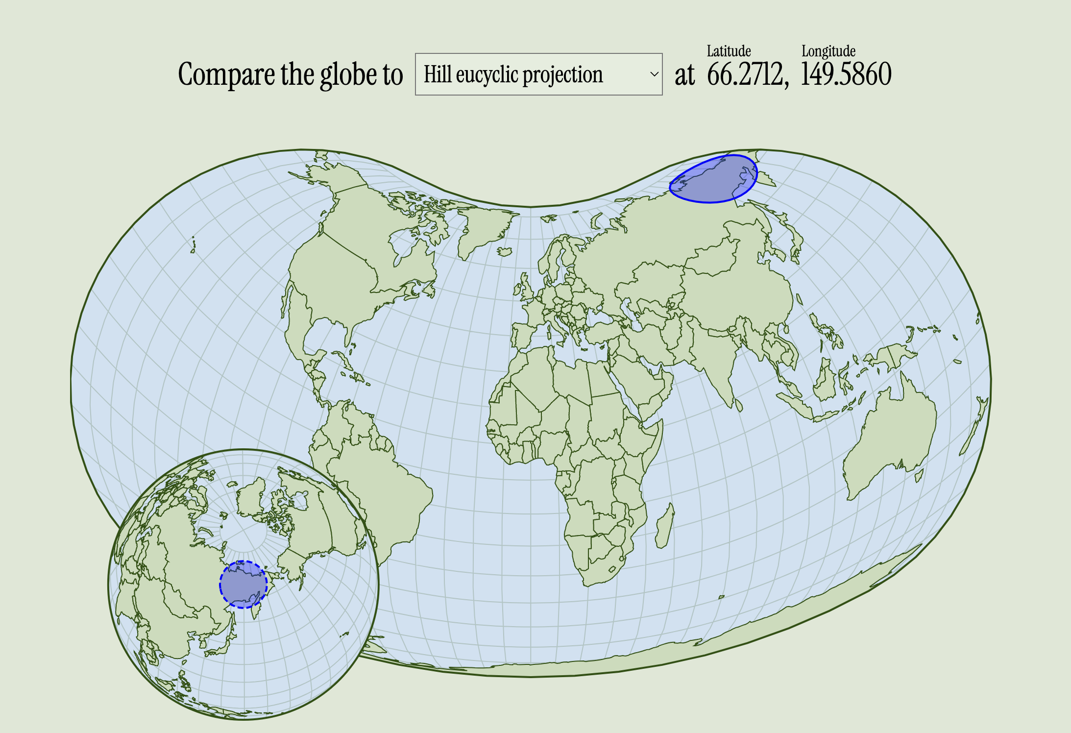 picture of globe over a map projection